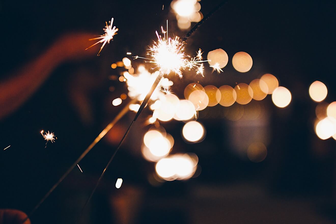 Sparkler against black background