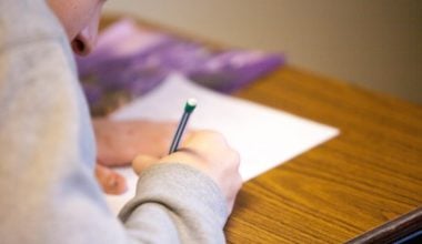 man taking an exam