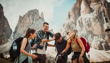 Friends laughing outside
