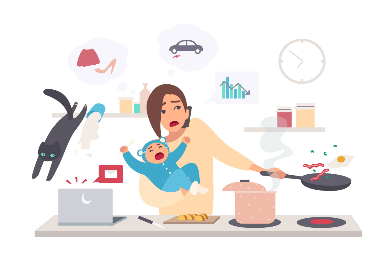 stressed out mom illustration